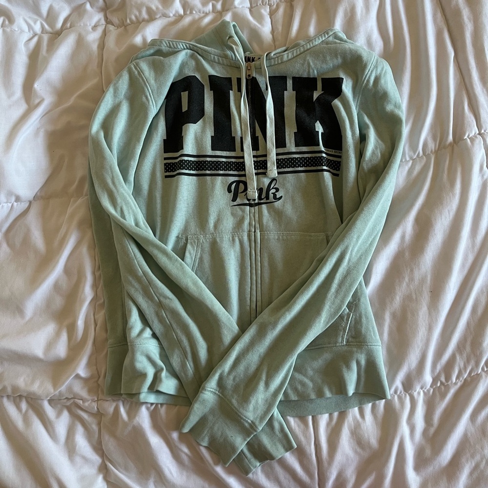 Light blue Victoria secret PINK Zip-Up Hoodie